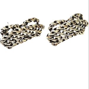 Vintage Silver Basket Weave Chain Earrings